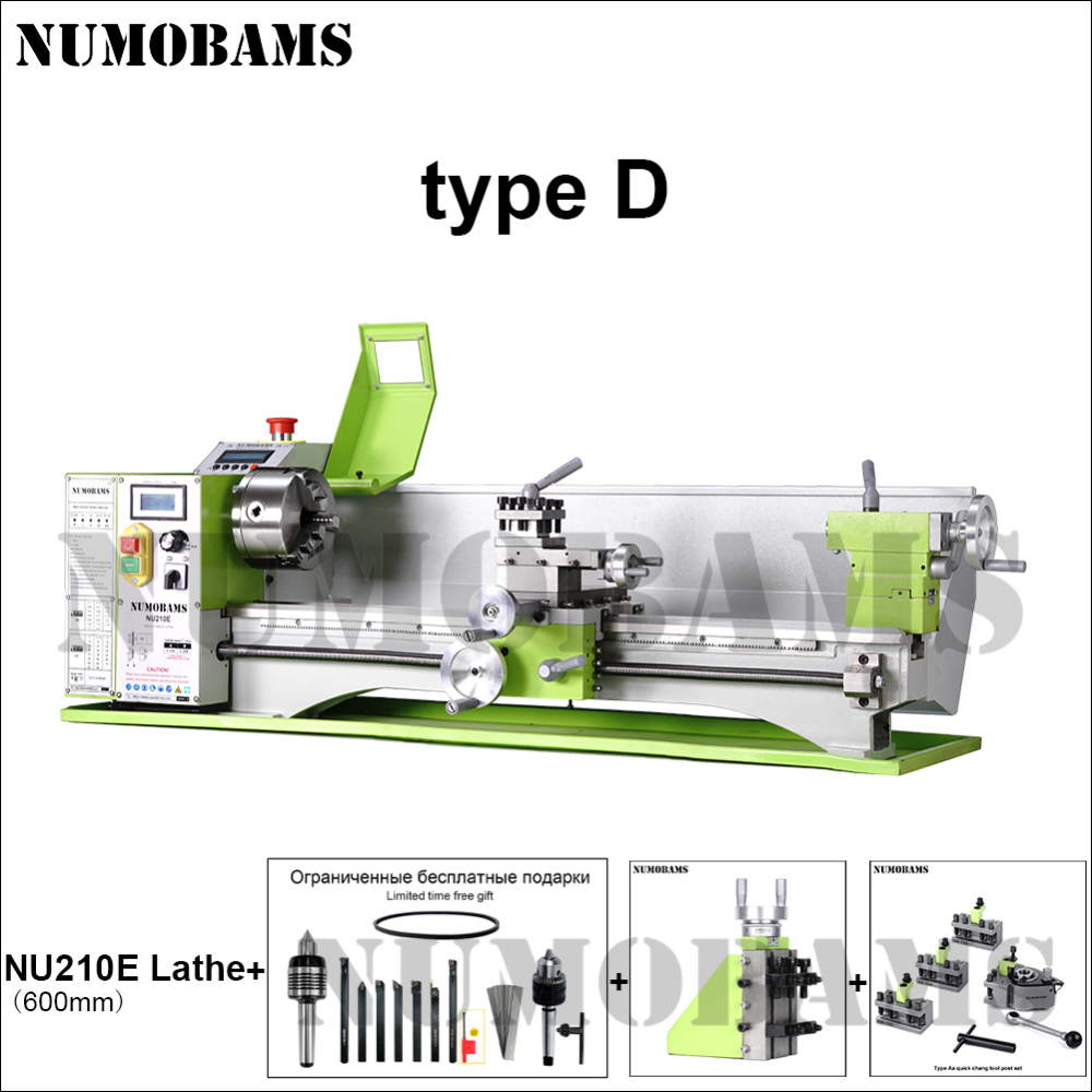 NUMOBAMS NU210E-600 1100W Auto Left&Right Threading Making Mini CNC Metal Lathe Machine
