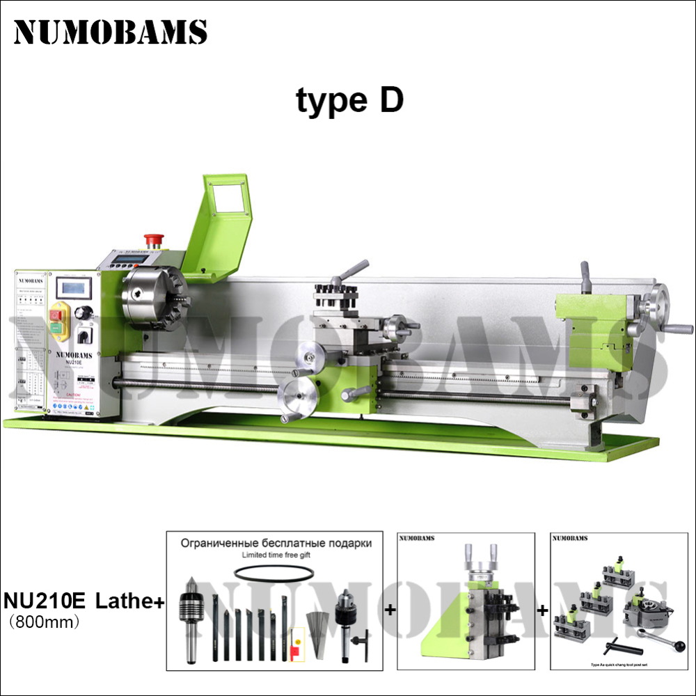 Numobams NU210E-800 1100W Auto Left&Right Threading Making Mini CNC Metal Lathe Machine
