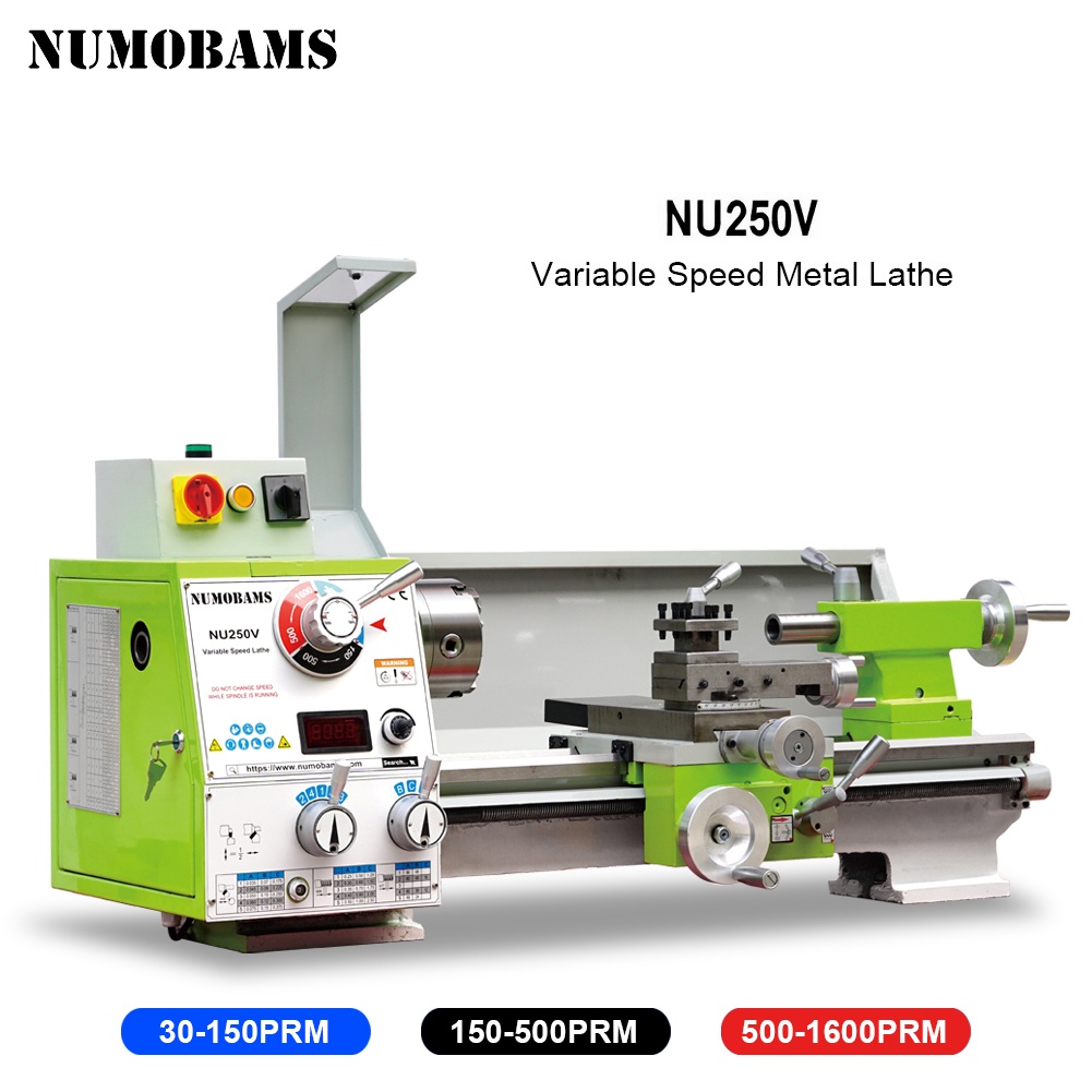 NUMOBAMS NU250V 750W Motor MT4 Spindle 250*500mm Stainless Steel Processing Metal Lathe Machine