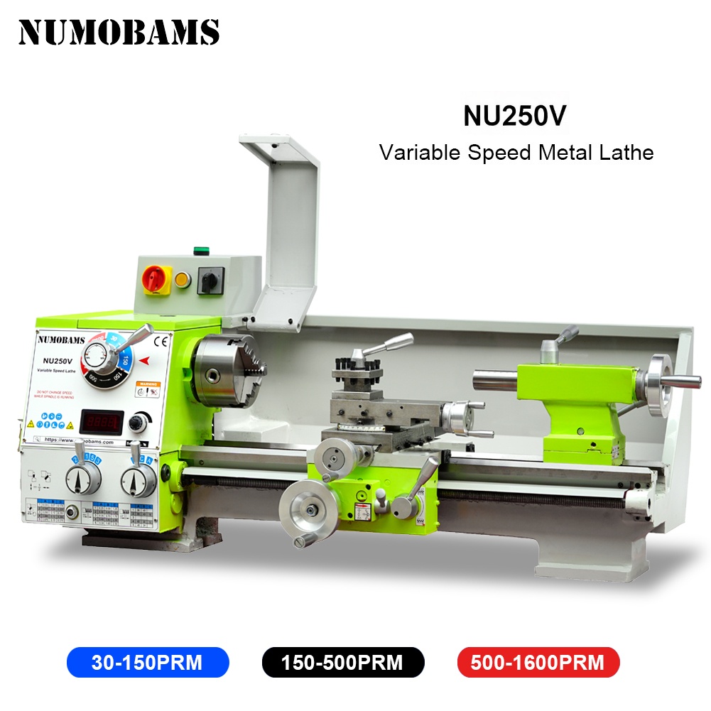 NUMOBAMS NU250V 750W Motor MT4 Spindle 250*500mm Stainless Steel Processing Metal Lathe Machine