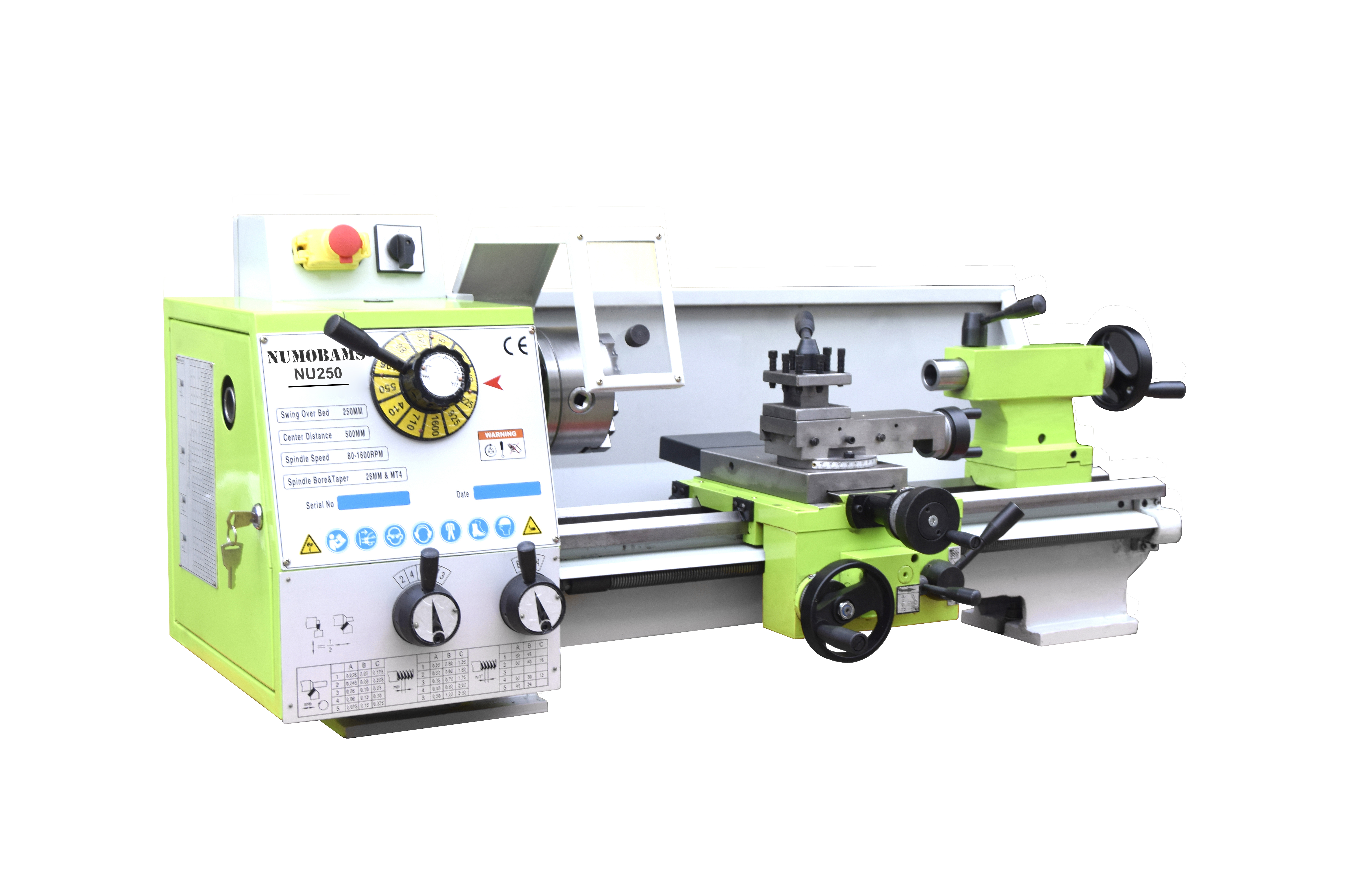 NUMOBAMS NU250 750W Motor MT4 Spindle 250*500mm&250*700mm Stainless Steel Processing Metal Lathe Machine