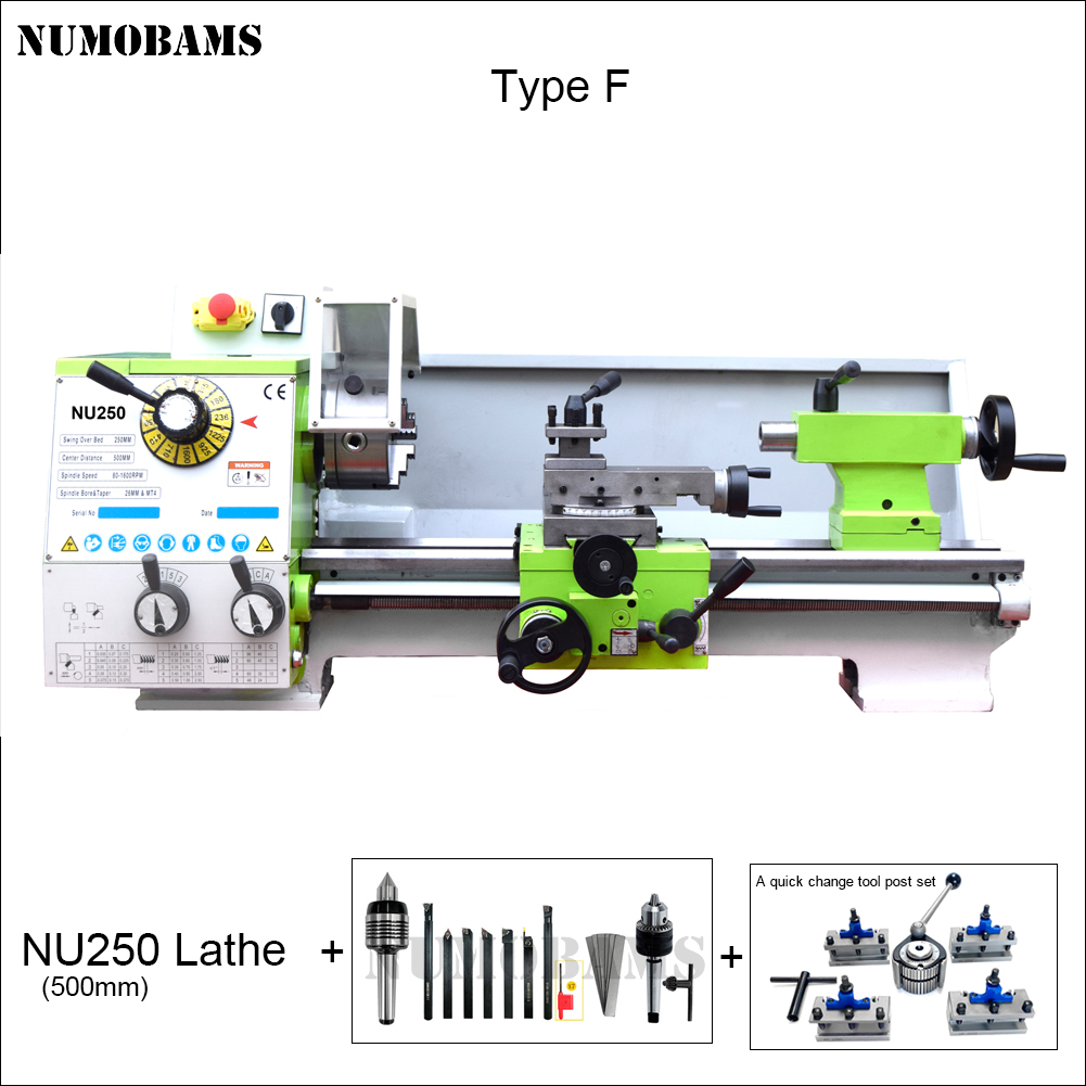 NUMOBAMS NU250 750W Motor MT4 Spindle 250*500mm&250*700mm Stainless Steel Processing Metal Lathe Machine