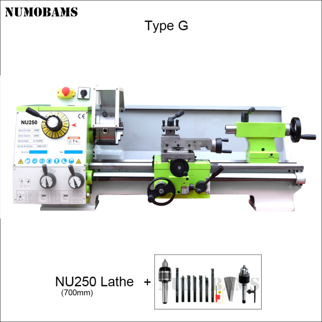 NUMOBAMS NU250 750W Motor MT4 Spindle 250*500mm&250*700mm Stainless Steel Processing Metal Lathe Machine