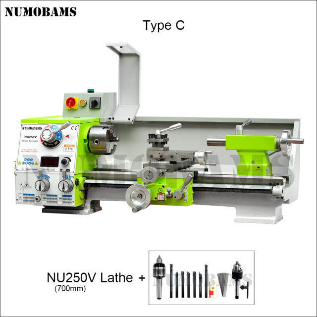 NUMOBAMS NU250V 750W Motor MT4 Spindle 250*500mm Stainless Steel Processing Metal Lathe Machine
