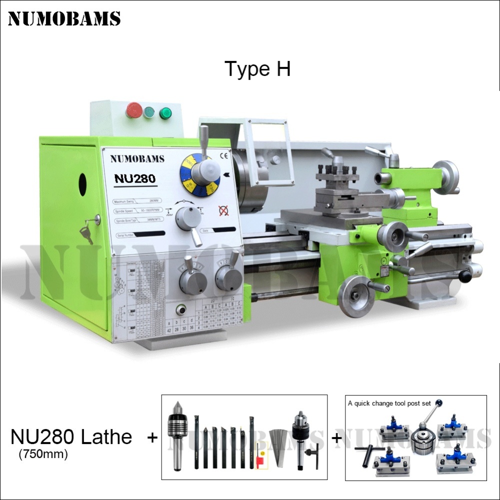 NUMOBAMS NU280 750W Motor MT5 Spindle Thread Making Metal Lathe Machine