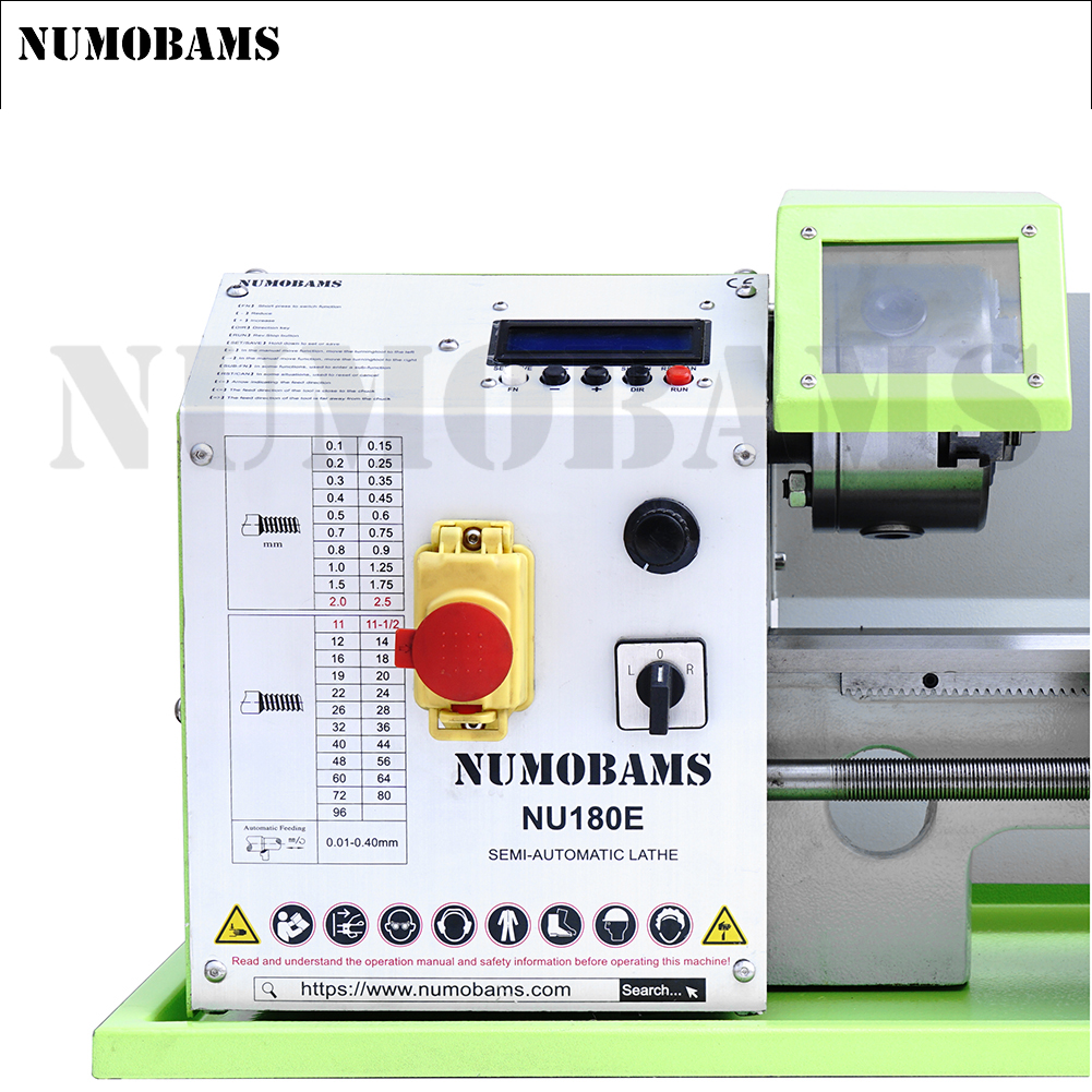 NUMOBAMS NU180E 180*350mm Capacity 32mm Spindle Hole 750W Brushless Motor Mini Metal Lathe Machine