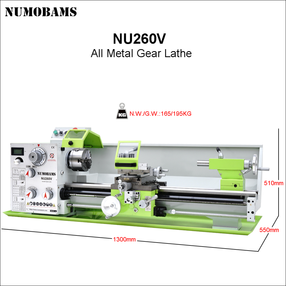 NUMOBAMS NU260V-700 Compact Metal Lathe – Benchtop Lathe for Workshop & Education