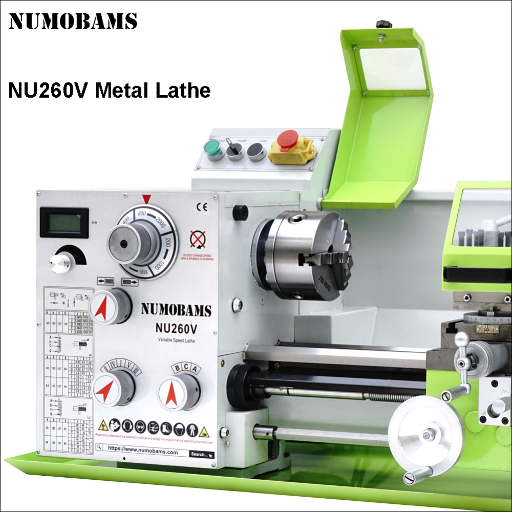 NU260V-700 compact metal lathe view for threading range planning