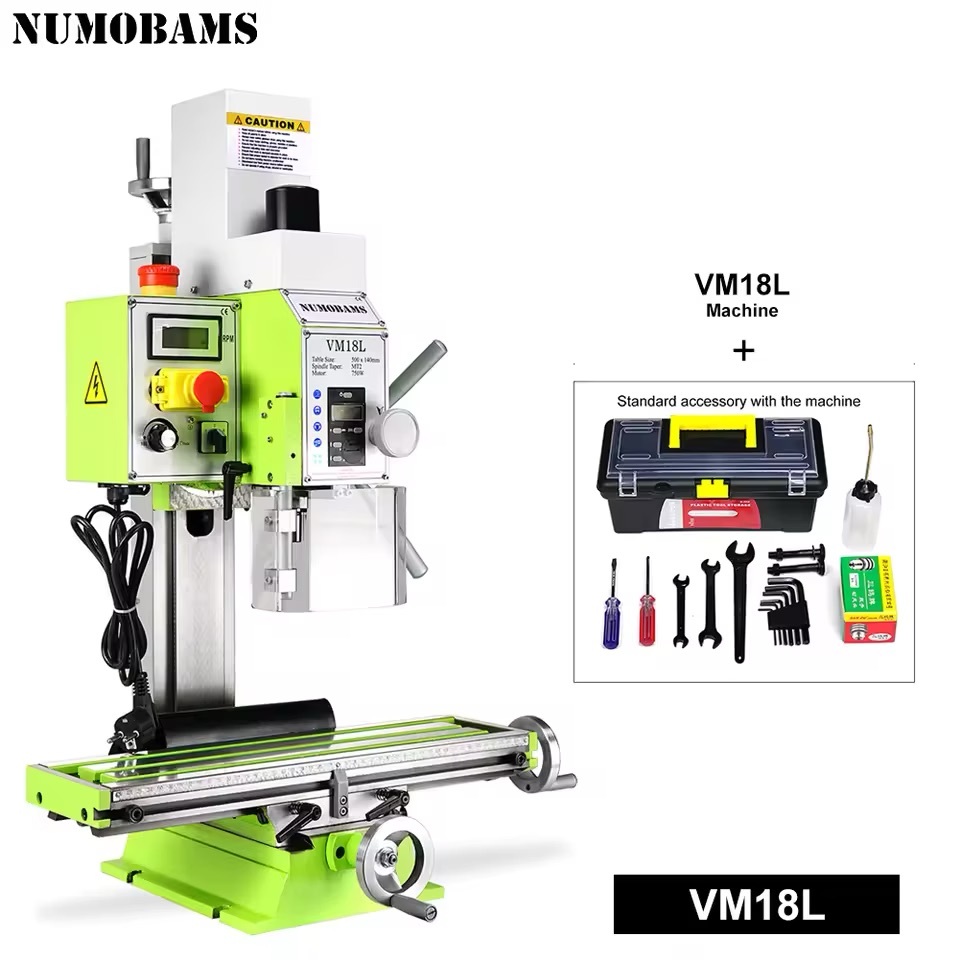 NUMOBAMS VM18L 750W Brushless Motor DIY Metal Drilling and Milling Machine