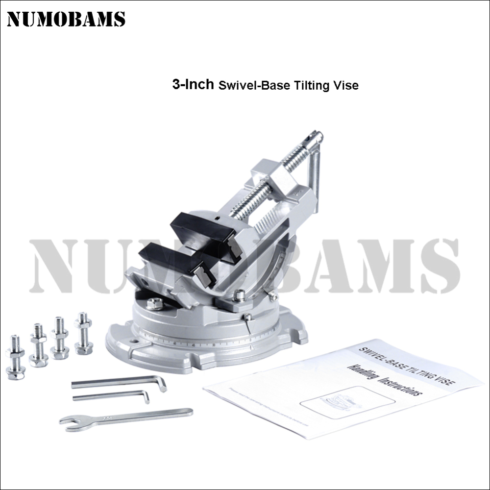 NUMOBAMS 3-Inch Swivel-Base Tilting Vise for Precision Mini Bench Drill Use