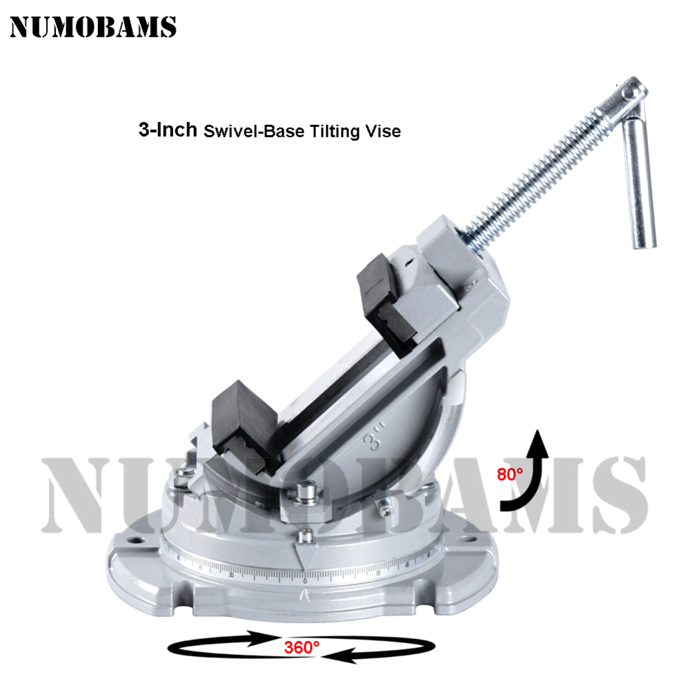 NUMOBAMS 3-Inch Swivel-Base Tilting Vise for Precision Mini Bench Drill Use