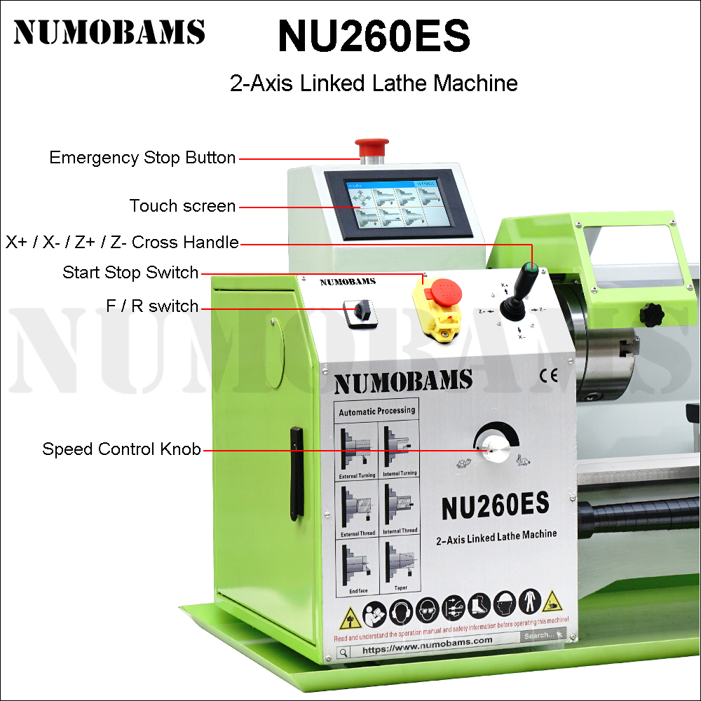 NUMOBAMS NU260ES 2-Axis Linked Semi-Auto Metal Lathe Machine