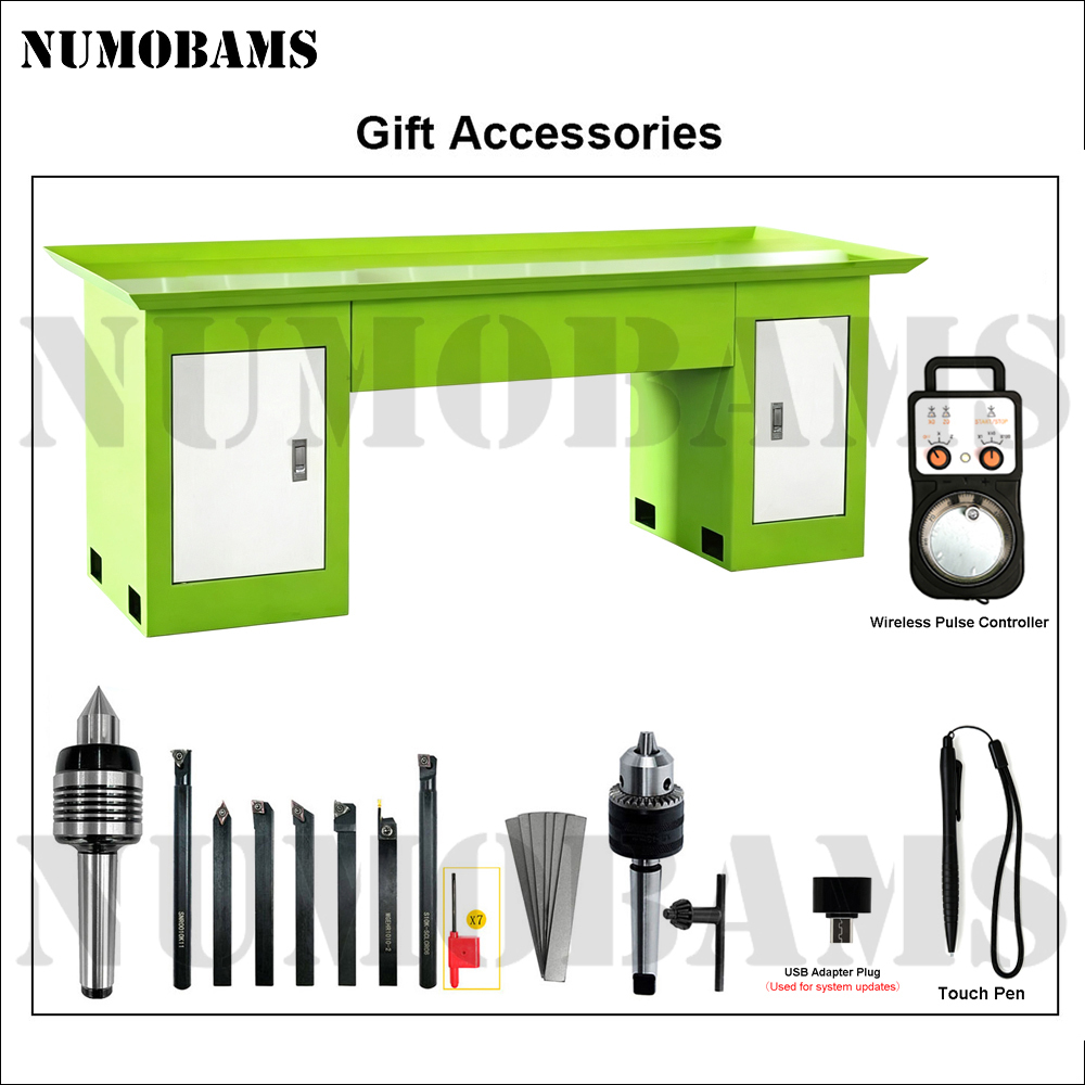 NUMOBAMS NU380ES High Precision Heavy Duty 2 Axis Linked Benchtop Metal Lathe Machine for Metal Process