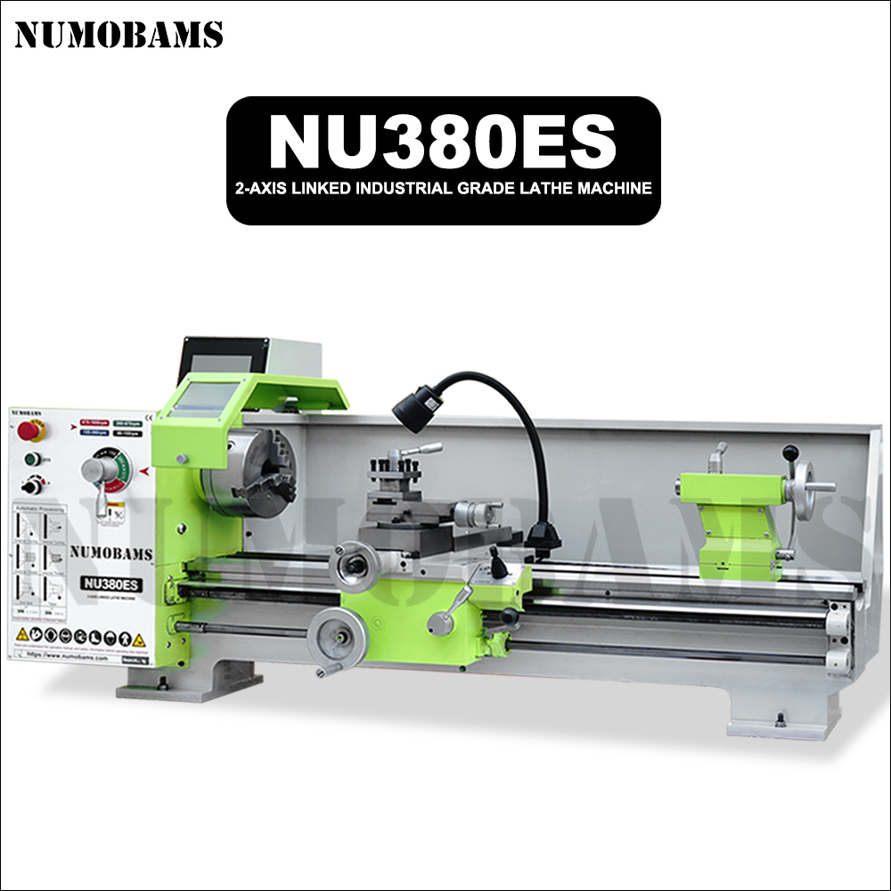 NUMOBAMS NU380ES High Precision Heavy Duty 2 Axis Linked Benchtop Metal Lathe Machine for Metal Process