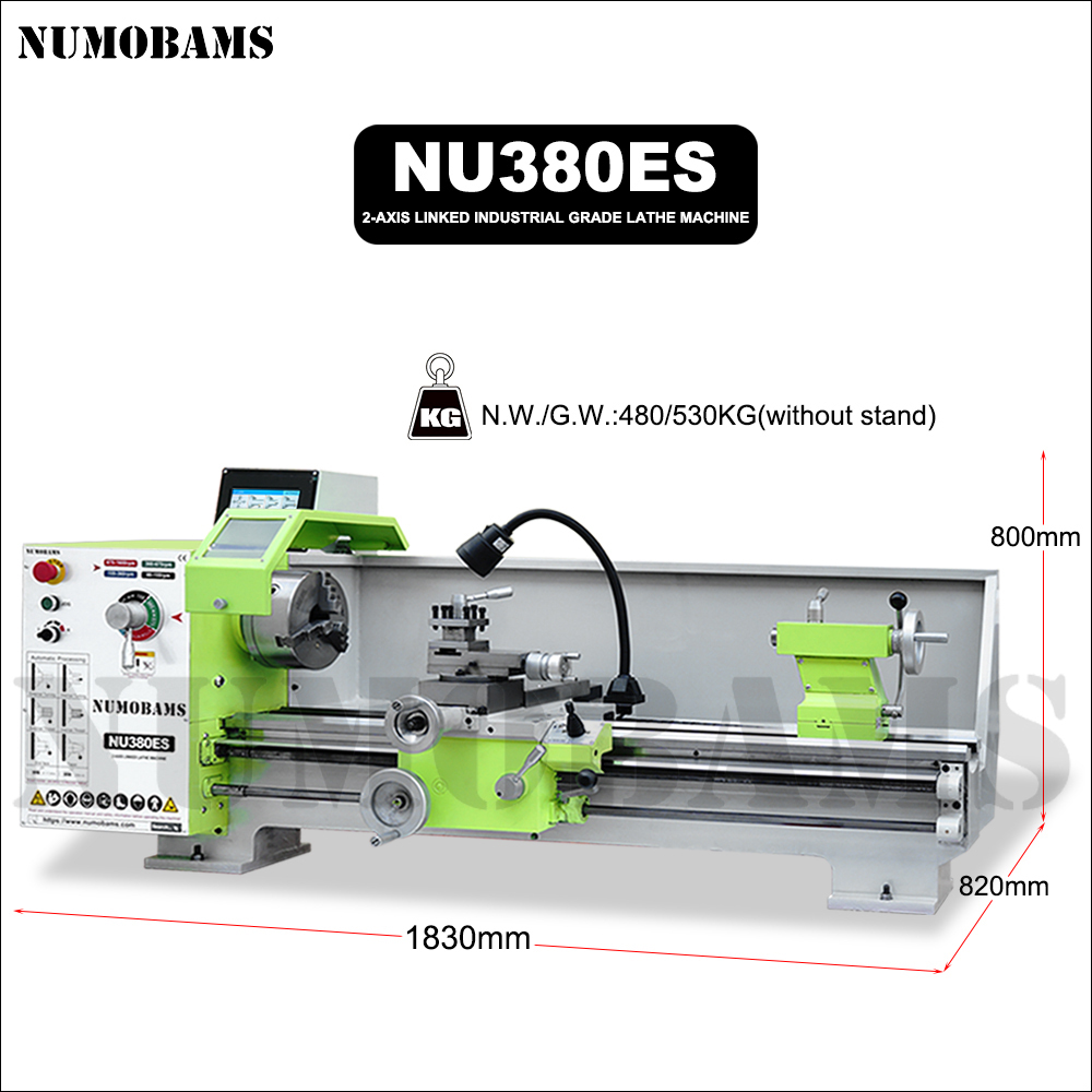 NUMOBAMS NU380ES High Precision Heavy Duty 2 Axis Linked Benchtop Metal Lathe Machine for Metal Process