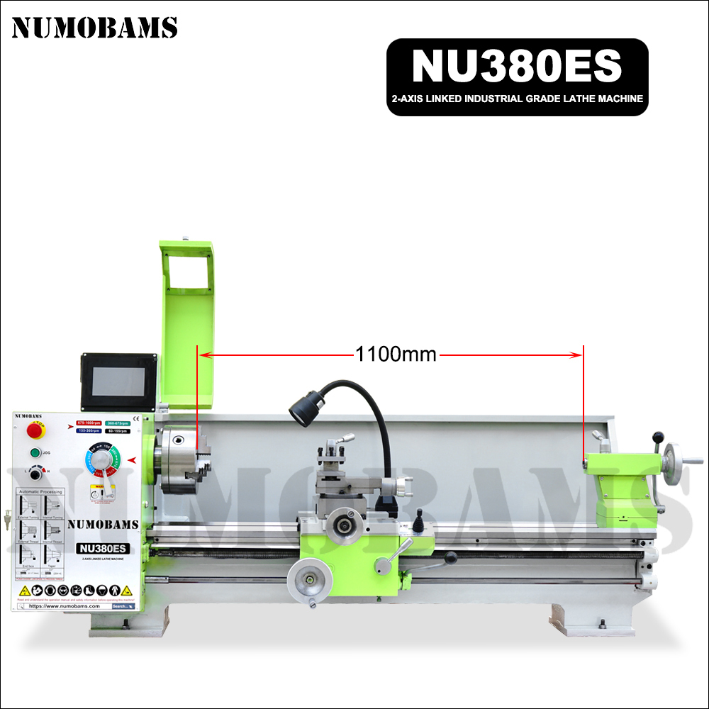 NUMOBAMS NU380ES High Precision Heavy Duty 2 Axis Linked Benchtop Metal Lathe Machine for Metal Process