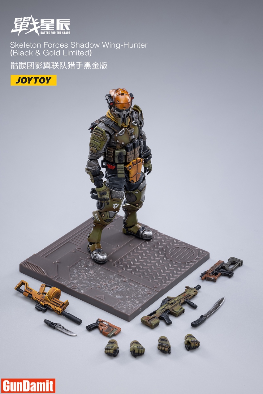 JoyToy 1/18 Wing-Hunter Skeleton Forces Black Gold | GunDamit.com