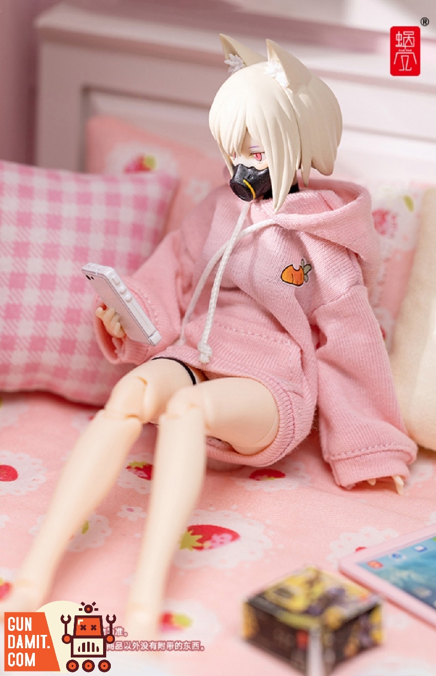 Snail Shell Cherry Pink Rabbit Ear Sweatshirt & Slippers Set