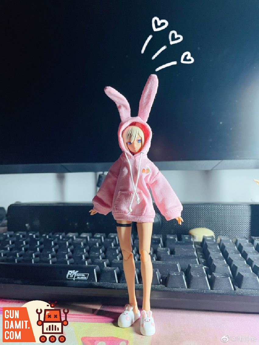 Snail Shell Cherry Pink Rabbit Ear Sweatshirt & Slippers Set