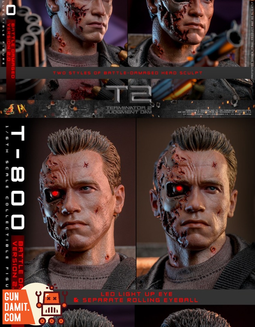 Terminator•Genisys1/6サイズ[DamageT−800] Hot Toys 1/6 DX46 T-800 Terminator Genisys Arnold Battle