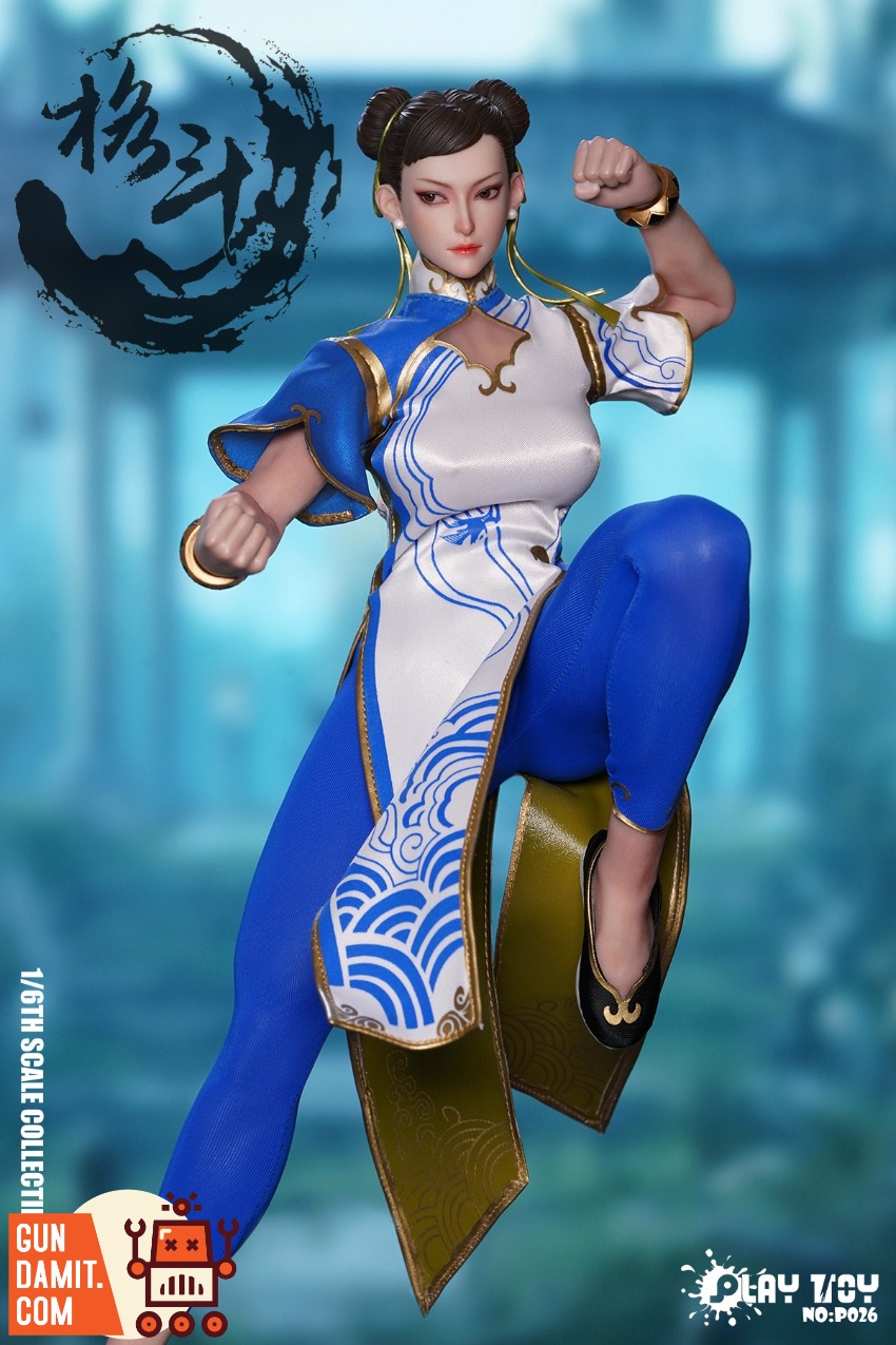 Play Toy 1/6 P026 Fighting Goddess Chun-Li Blue Cheongsam Leggings