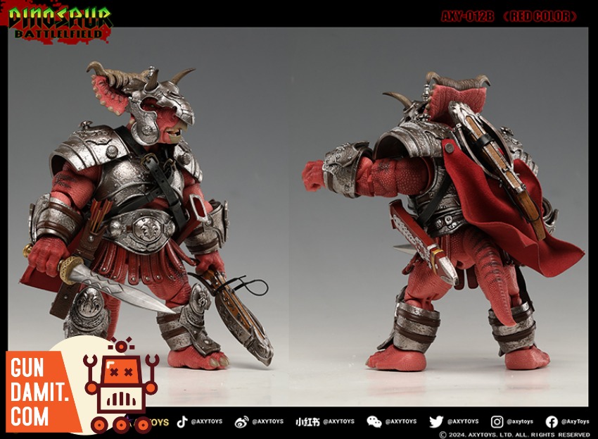 Axytoys 1/12 AXY-012B Dinosaur Battlefield Triceratops Legion Red