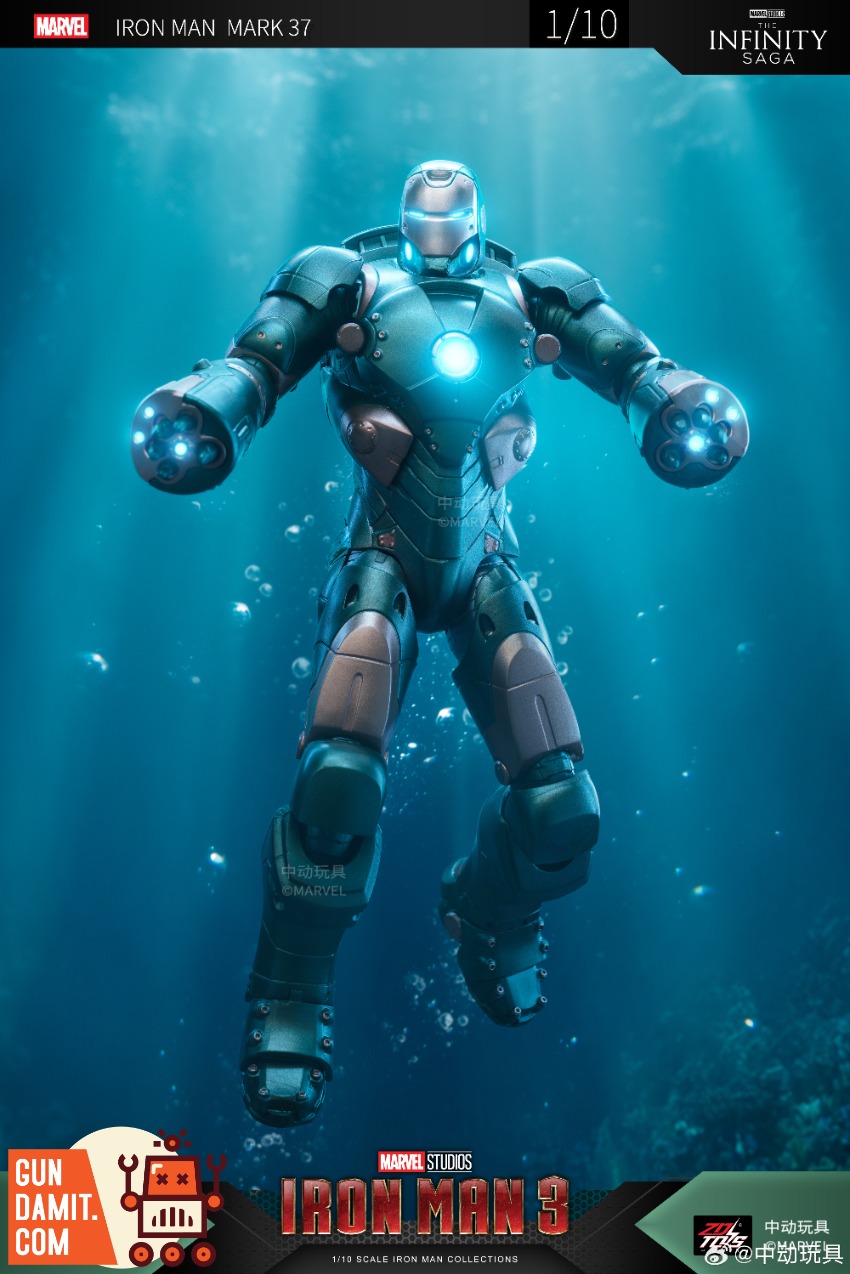ZT Toys 1/10 Marvel X-Series Iron Man 3 Iron Man MK37 Hammerhead Shark -  GunDamit Store, image size:850x1274