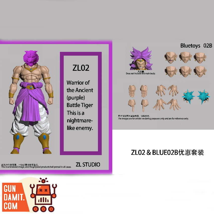 [Pre-Order] ZL Studio & Bluetoys ZL02 and BLUE02B Warrior of the Ancient Battle Tiger This is a Nightmare Like Enemy Purple Set