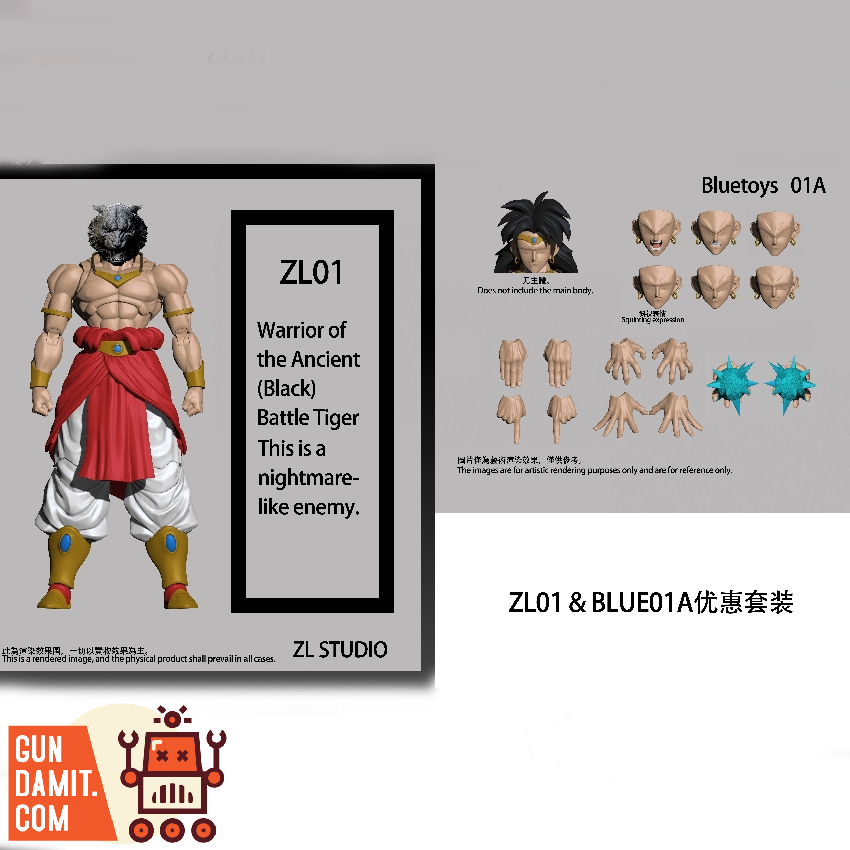 [Pre-Order] ZL Studio & Bluetoys ZL01 and BLUE01A Warrior of the Ancient Battle Tiger This is a Nightmare Like Enemy Black Set