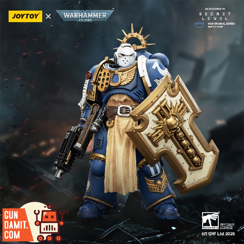 JoyToy JT02793 1/18 Warhammer 40K Ultramarines Levantus with Power Sword Stormshield and Bolt Pistol