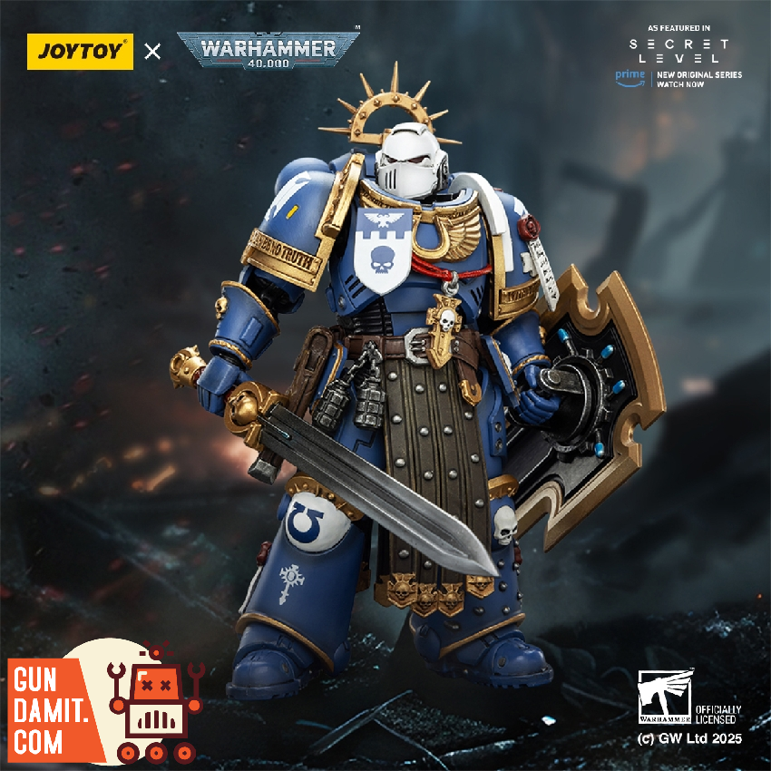JoyToy JT02809 1/18 Warhammer 40K Ultramarines Torvald with Power Sword Stormshield and Bolt Pistol