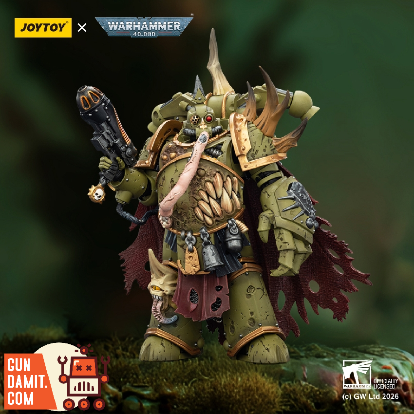 JoyToy JT03592 1/18 Warhammer 40K Death Guard Plague Marine Champion with Plasma Pistol and Power Fist
