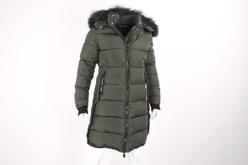 Real Fur Padded long sleeve Hood Coat