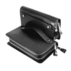 Business 3K Plain Carbon Fiber Wallet Handbag with Zipper for Men & Women, wholesale