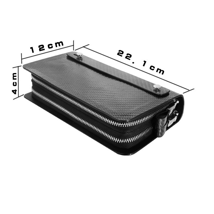 Business 3K Plain Carbon Fiber Wallet Handbag with Zipper for Men & Women, wholesale