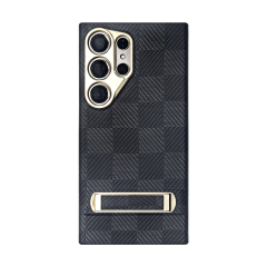Kevlar Fiber Mobile Phone Cases with Damping Stand for Galaxy S24 Ultra