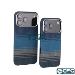 Moon Rise Blue and Sunset Red Kevlar Aramid Fiber Mobile Phone Cases for iPhone 17 Series