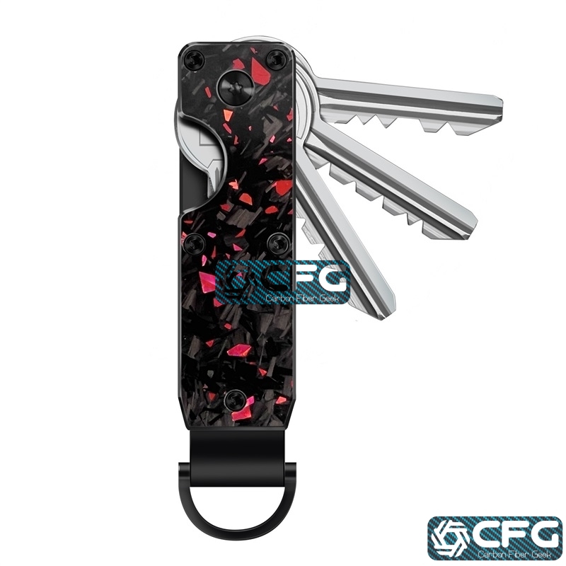 Minimalist Forged Carbon Fiber Key Organizer, Real Carbon with Colors