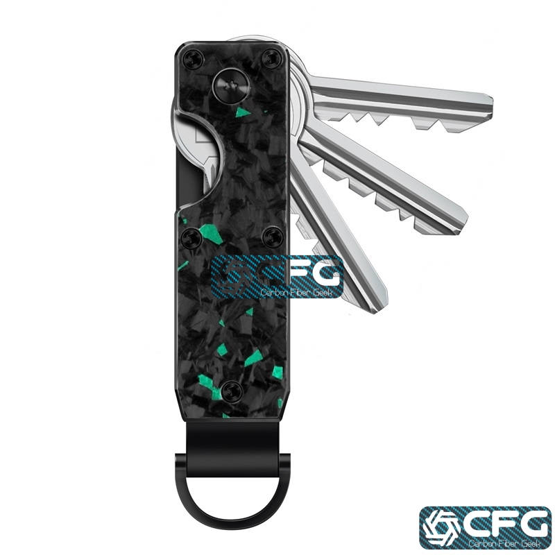 Minimalist Forged Carbon Fiber Key Organizer, Real Carbon with Colors