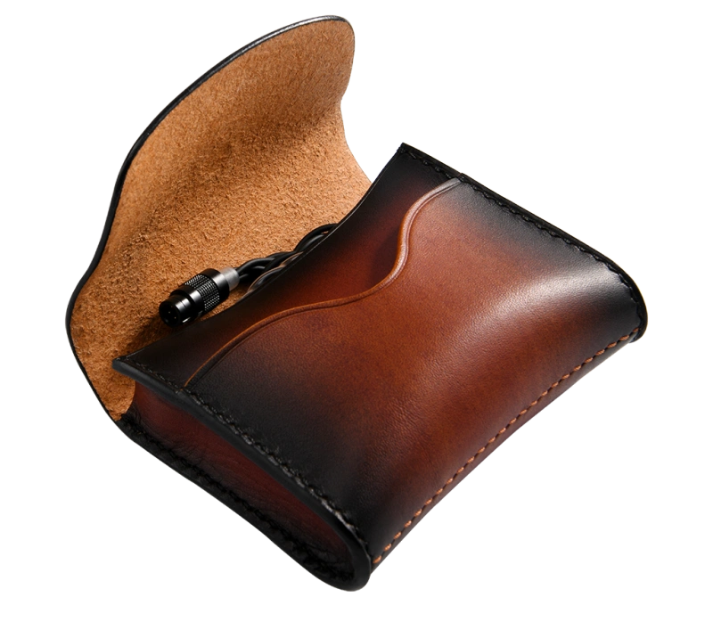 Light luxury Bigger artisan handmade leather earphone bag