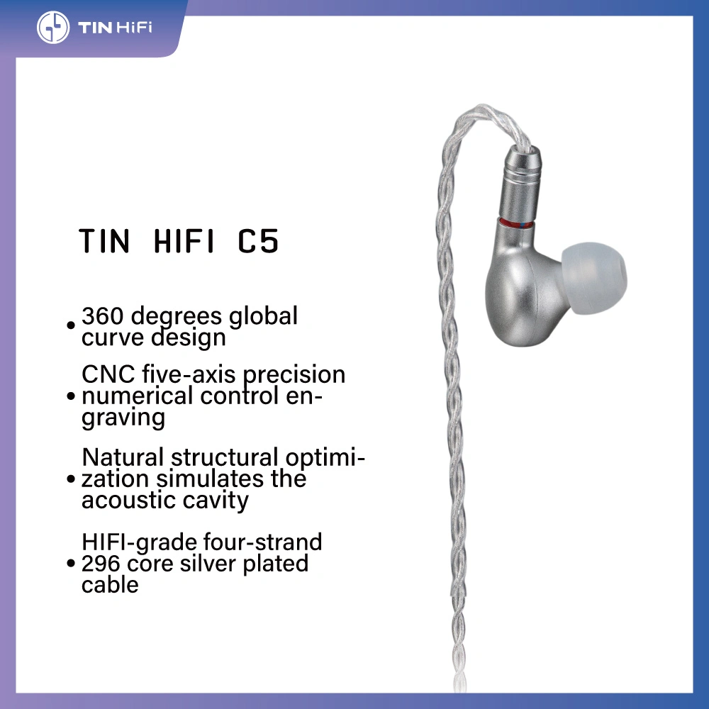 TinHiFi C5 Planar & Balanced Armature Earphones - All Aluminum Alloy,  360-Degree Ergonomic Design, HIFI Grade Silver-Plated Cable - Perfect for  Gaming, Work, and Study - Top Choice for Music Lovers and