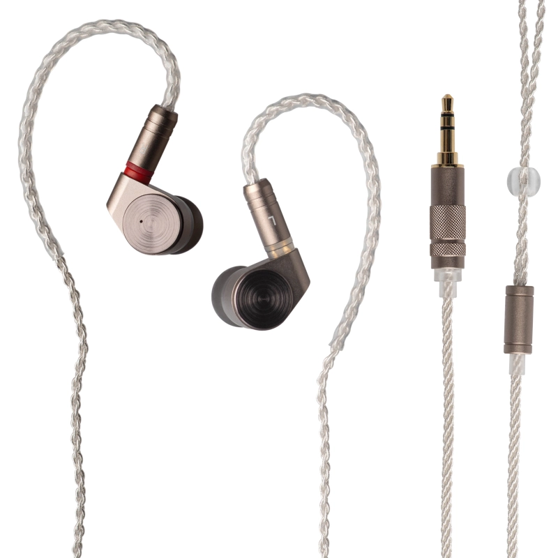 TINHIFI T2 Earphone Dual Dynamic Earbuds Strong Rhythm Metal Earphones Silver Interchangeable Cable