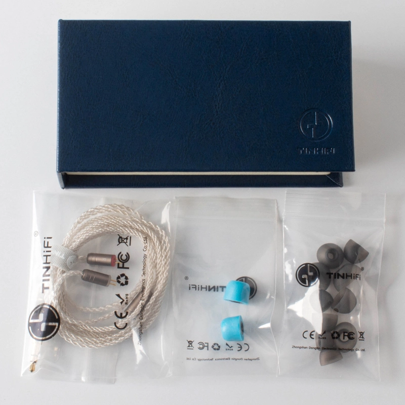 TINHIFI T2 Earphone Dual Dynamic Earbuds Strong Rhythm Metal Earphones Silver Interchangeable Cable