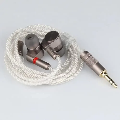 TINHIFI T2 Earphone Dual Dynamic Earbuds Strong Rhythm Metal Earphones Silver Interchangeable Cable