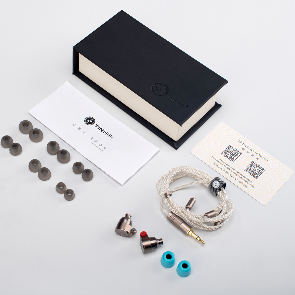 TINHIFI T2 earbuds, with dual dynamic drivers, deliver light tuning and moderate low frequency for clear sound. Silver metal with tank-like durability, ultra-reliable, and a detachable cable for tangle-free portability. Classic Hi-Fi audio, perfect for FS