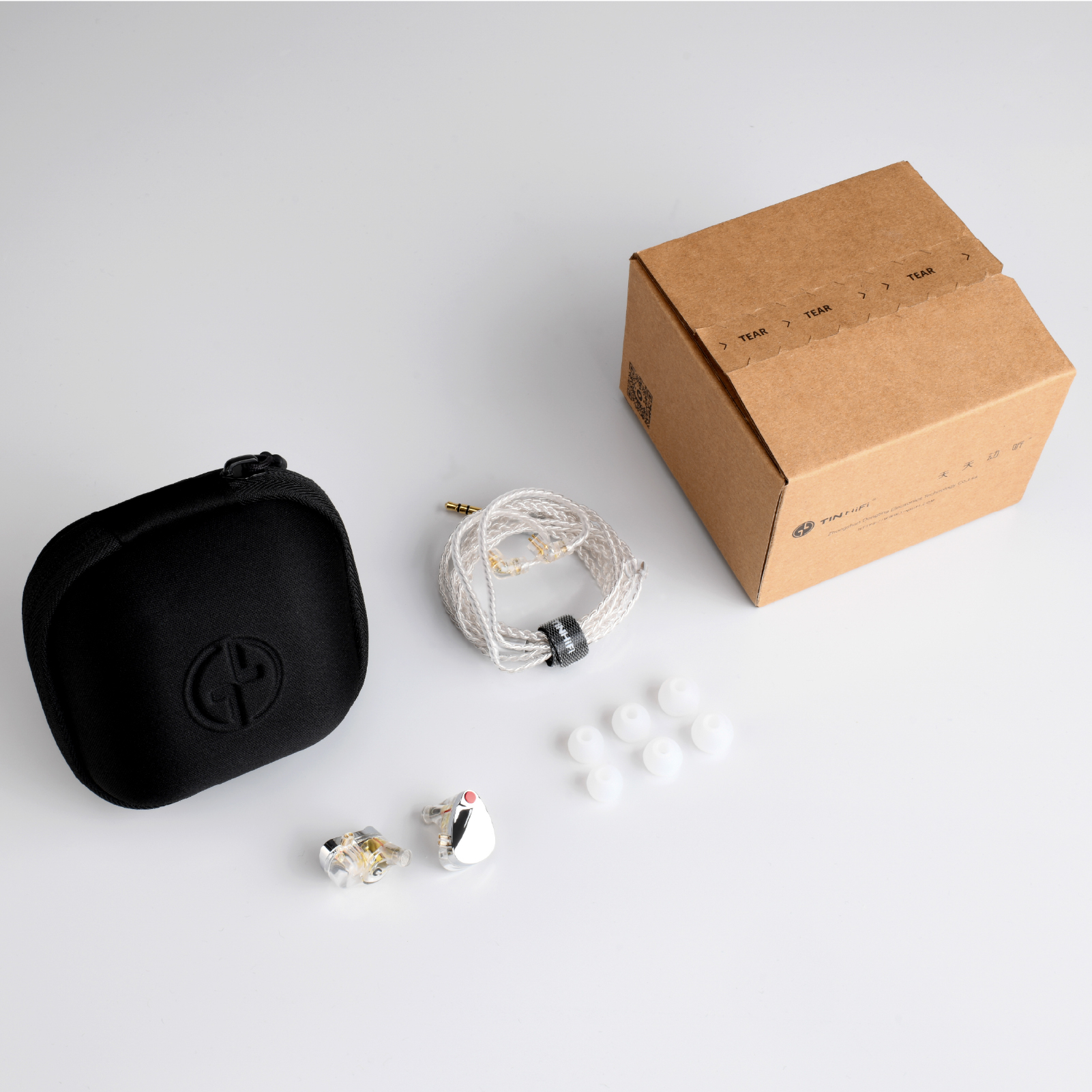 TINHIFI HUO Hybrid In Ear Monitor Earphones, 10mm Dual-Magnet Dynamic Driver + Balanced Armature, Metal Faceplate, Detachable QDC 2-Pin Cable, with Carrying Case
