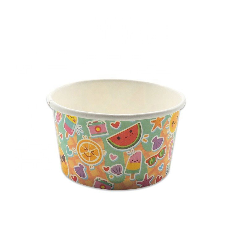 Vasos de papel de helado de colores de 4OZ con tapas