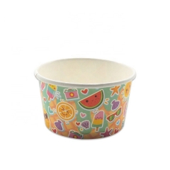4OZ आइसक्रीम रंगीन आइसक्रीम पेपर कप ढक्कन के साथ