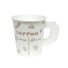 Disposable Single Wall Food Grade Paper Hot Drink Cup with Handle