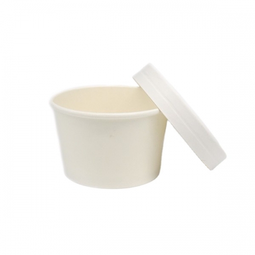 Белая картонная суповая чашка супница с крышками